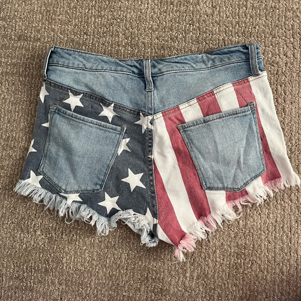 American Flag Jean Shorts